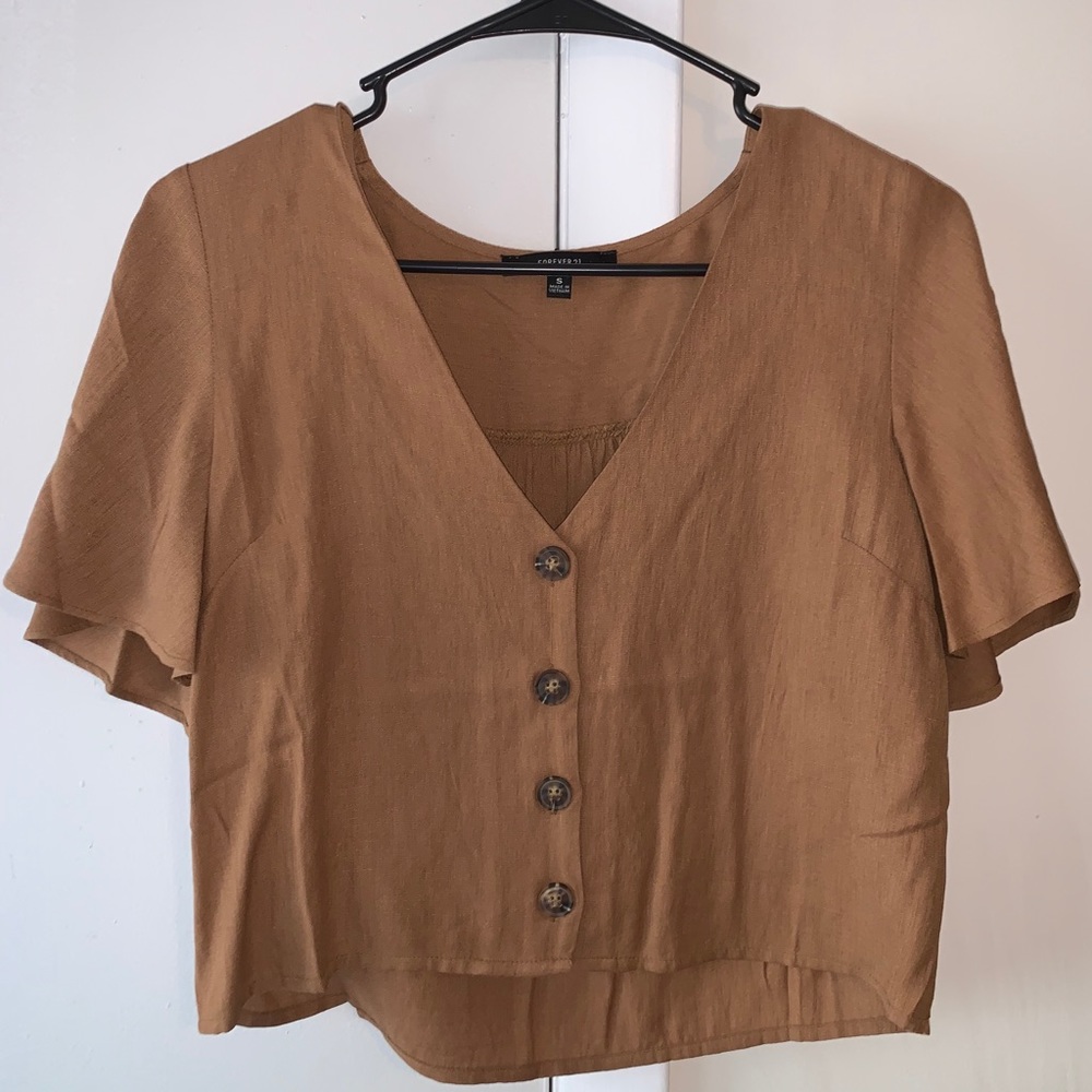Brown, button down Forever 21 tshirt